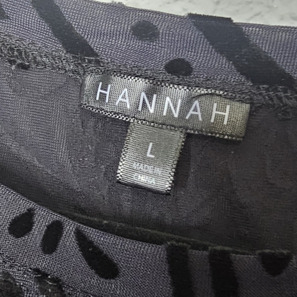 Hannah Black Velvet Burnout Womens L Large Stretchy Nylon Semi Sheer‎ - Picture 6 of 10